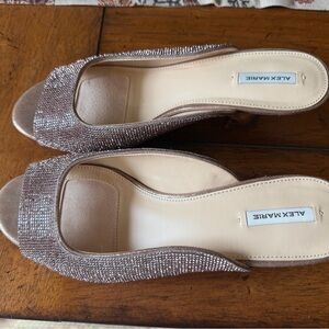 Alex Marie Rose Gold Glitter Slide Mules size 10